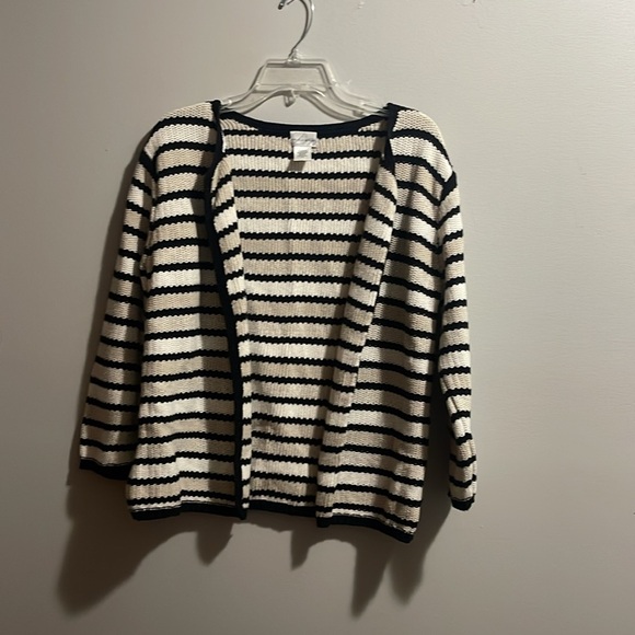 VINTAGE DANIELLE MARTIN STRIPED BOXY KNIT CARDIGAN SWEATER - Picture 1 of 7